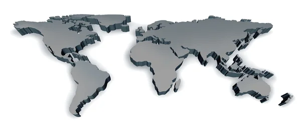 Drie dimensionale wereldkaart — Stockfoto