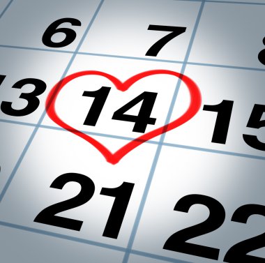 Calendar Page With a Heart On Saint Valentines Day clipart