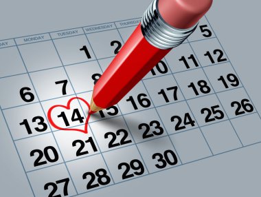 Valentine Calendar with Red Pencil clipart