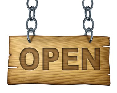 Old Wooden Open Sign clipart