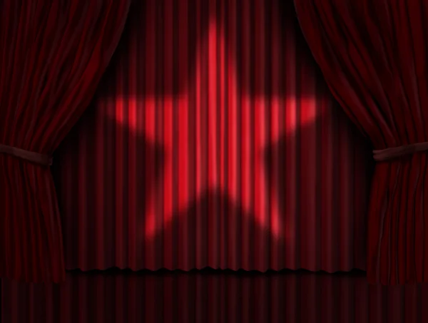 Röda gardiner star — Stockfoto