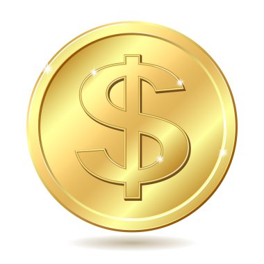 Golden coin with dollar sign