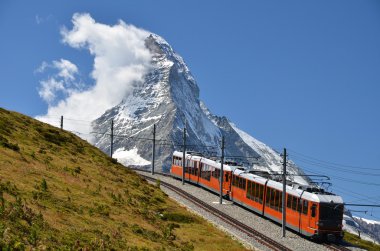 Gornergrat train and Matterhorn (Monte Cervino), Switzerland lan clipart