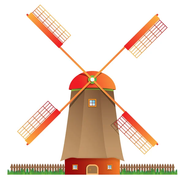 伝統的な風車の図 — ストックベクタ