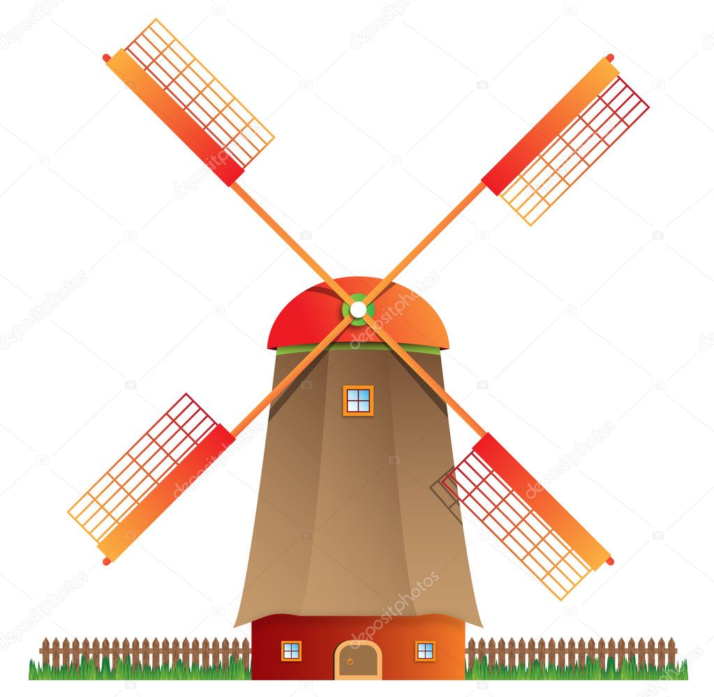 Traditional windmill illustration