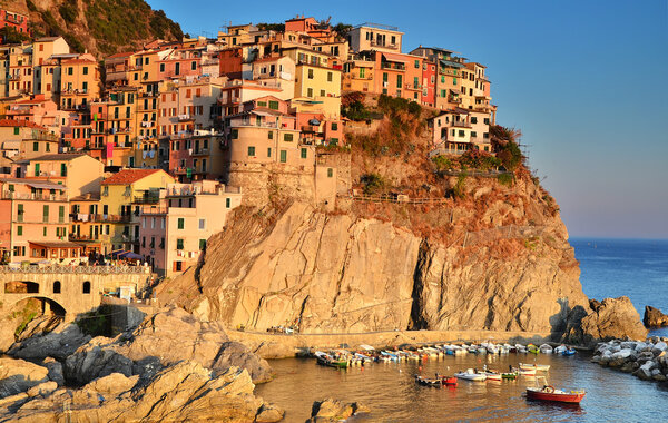 A view of Manarola, one of the five villages of the Cinque Terre on Italy's mediterranean coast