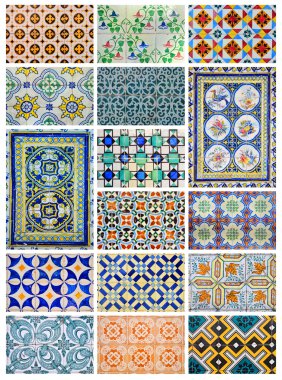 azulejo farklı tasarım kolaj Lizbon, Portekiz Simgesel Yapı