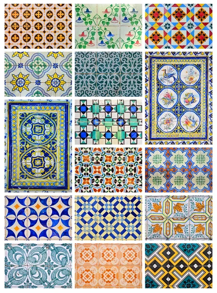 stock image Azulejo different design collage from Lisbon, Portugal landmark