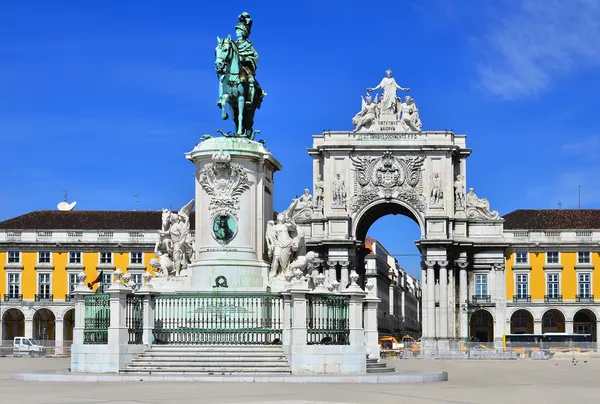 Praca κάνει comercio (Πλατεία Εμπορίου) στη Λισαβόνα, Πορτογαλία Royalty Free Φωτογραφίες Αρχείου
