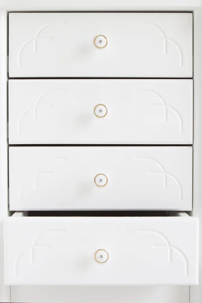 Biały szuflad drewnianych. — Zdjęcie stockowe