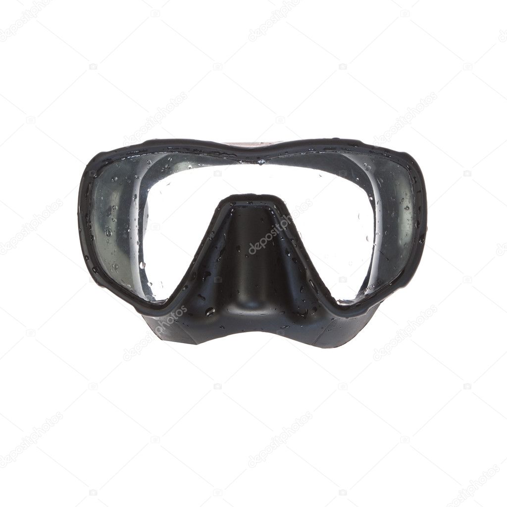 A mask for scuba diving. On a white background.