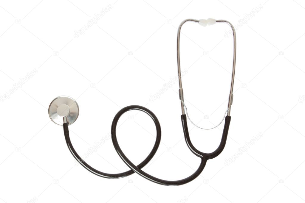 Medical stethoscope on white background.