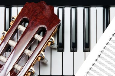 Element of the guitar on the piano clipart