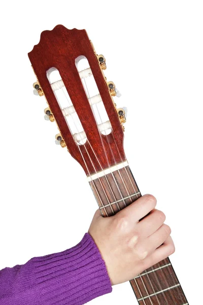 Ręka trzymająca gitarę. — Zdjęcie stockowe