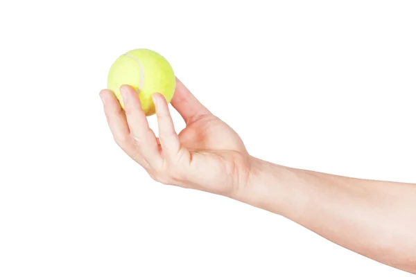 Piłki tenisowe w ręku. zbliżenie. — Zdjęcie stockowe