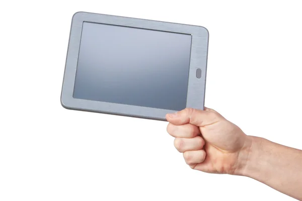 Tablet with a clean screen in hand on a white background. — Stock Photo, Image