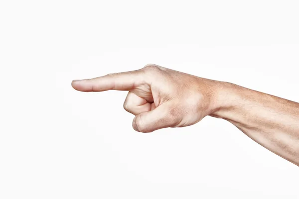 Arm and index finger on a white background. — Stock Photo, Image