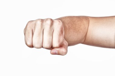 Hand, fist, elbow. On a white background. clipart