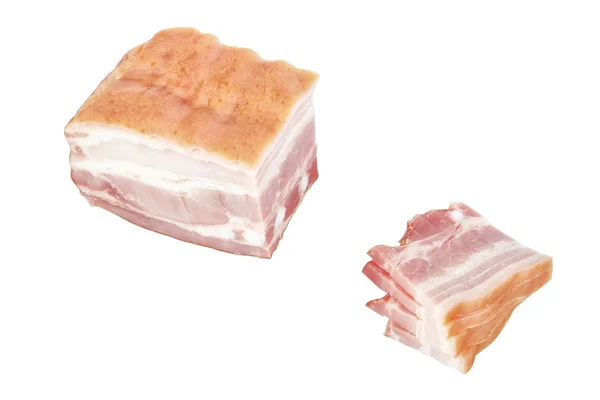 Gesneden ham segmenten. op een witte achtergrond. — Stockfoto