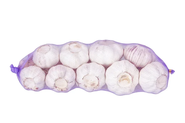 Packed bundle of garlic. On a white background. — Stock Photo, Image