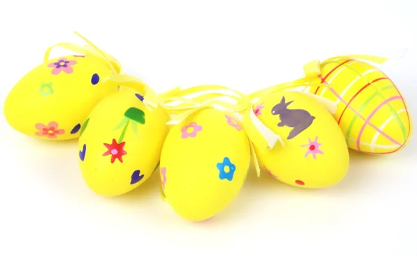 Yellow colored easter eggs — Stock Photo, Image