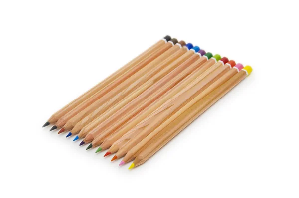 Farve blyanter isoleret på hvid baggrund - Stock-foto