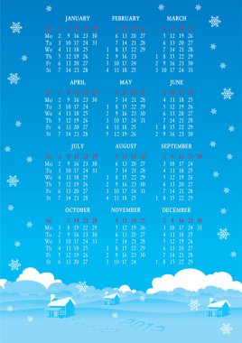 New Years calendar 2012 clipart