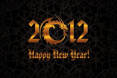 Gold Dragon. 2012 New Year Card clipart