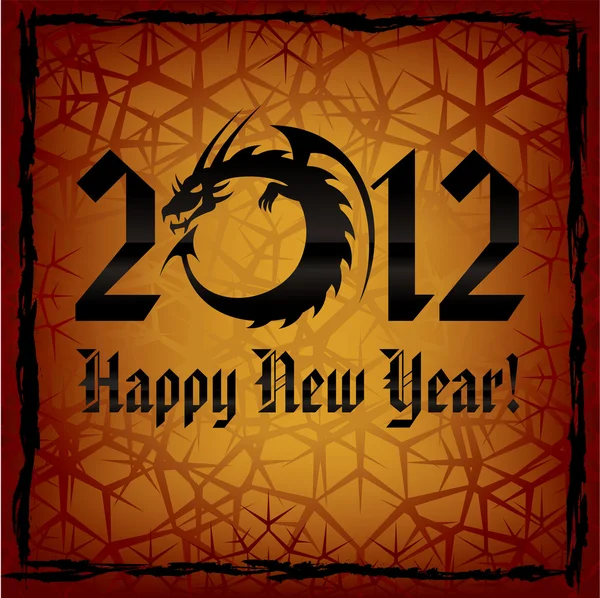 Black Dragon. 2012 New Year Card — Stock Vector