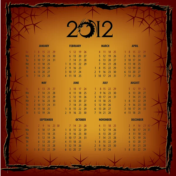 Calendário de Ano Novo 2012 — Vetor de Stock