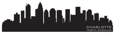 Charlotte, North Carolina skyline. Detailed vector silhouette clipart