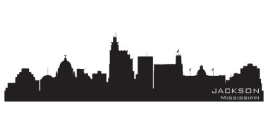 Jackson, Mississippi skyline. Detailed vector silhouette clipart