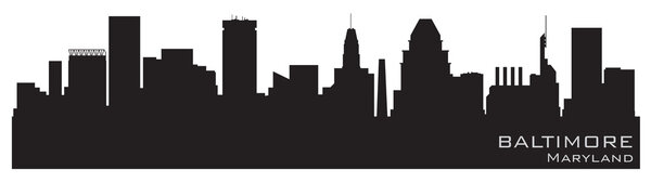 Baltimore, Maryland skyline. Detailed vector silhouette
