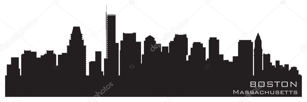 Boston, Massachusetts skyline. Detailed vector silhouette