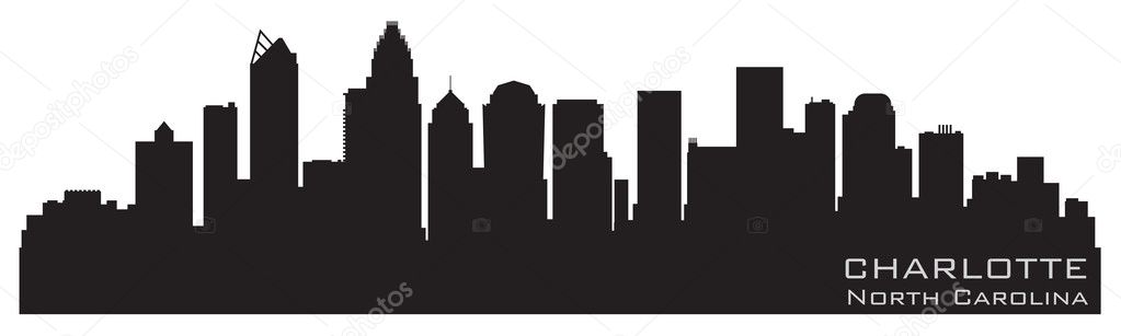 Charlotte, North Carolina skyline. Detailed vector silhouette