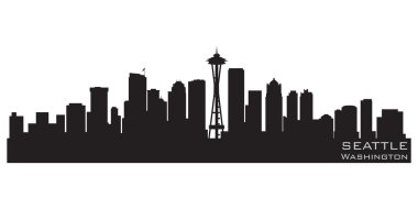 Seattle, Washington skyline. Detailed vector silhouette clipart