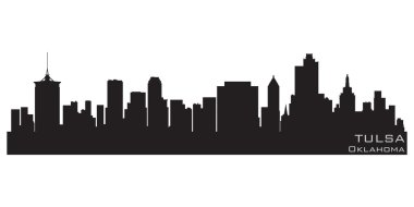 Tulsa, Oklahoma skyline. Detailed vector silhouette clipart