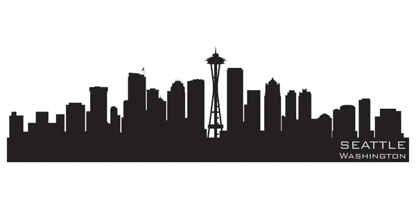 Seattle, o horizonte de Washington. Sílhueta vetorial detalhada — Vetor de Stock
