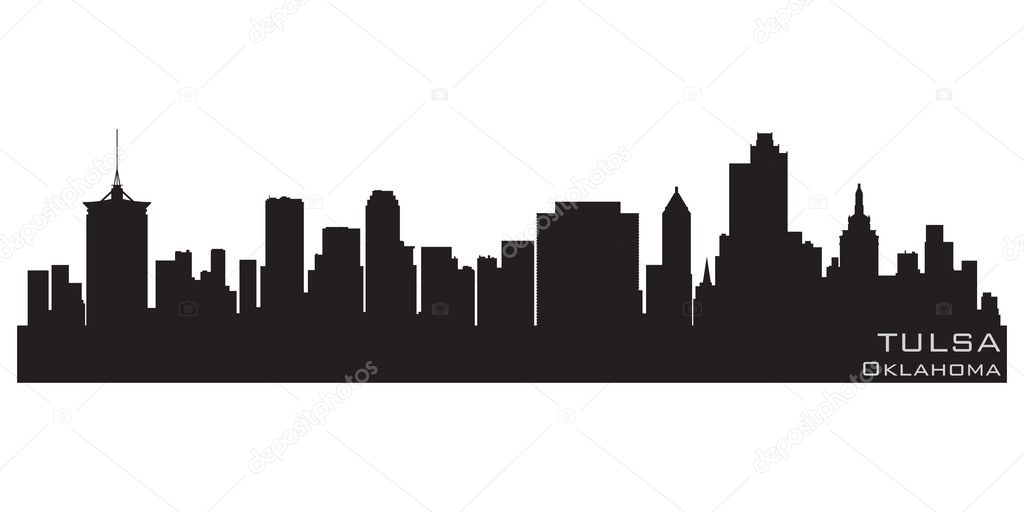 Tulsa, Oklahoma skyline. Detailed vector silhouette