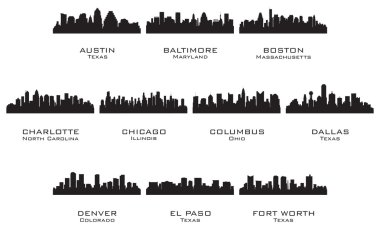 Silhouettes of the USA cities_1 clipart
