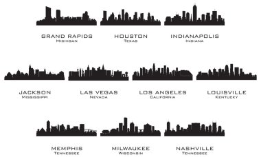 Silhouettes of the USA cities_2 clipart