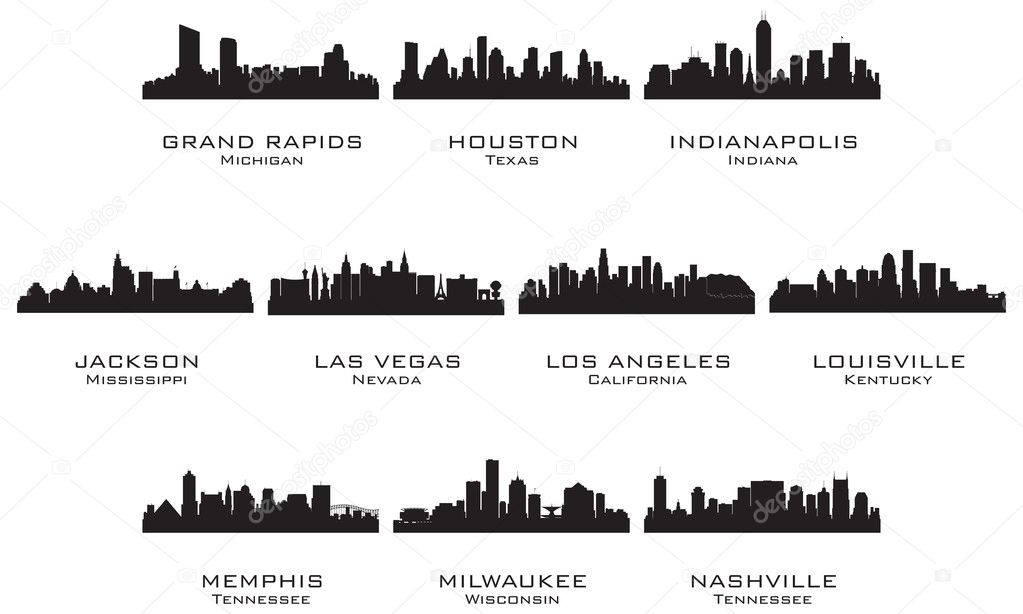 Silhouettes of the USA cities_2