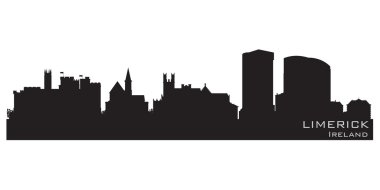 Limerick, Ireland skyline. Detailed vector silhouette clipart