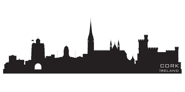 Cork, Ierland skyline. Gedetailleerd vectorsilhouet — Stockvector