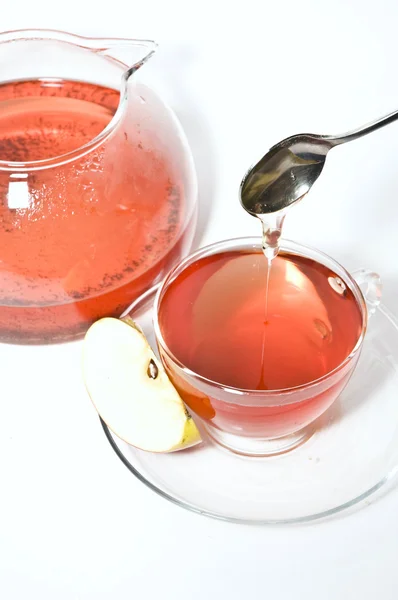 Cup of fruit tea with apple and honey — Stock Fotó