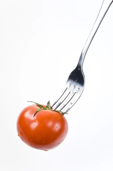 stock image Tomato cherry on a fork. Diet