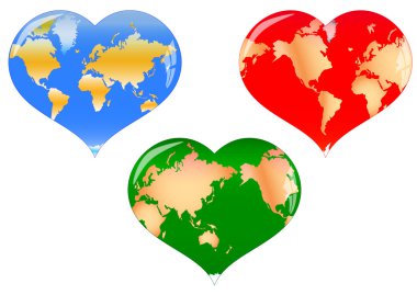 3 heart with a map clipart