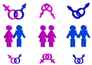 3d Collection male and female symbols clipart