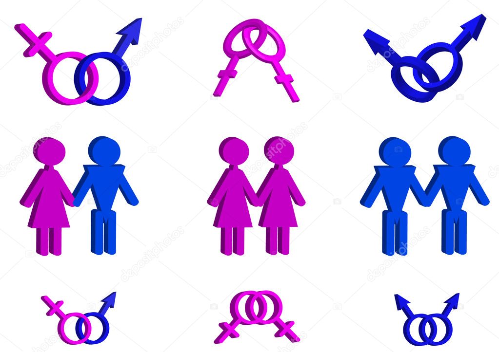 3d Collection male and female symbols