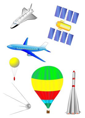 Astronautics and Space Icons set. Vector clipart